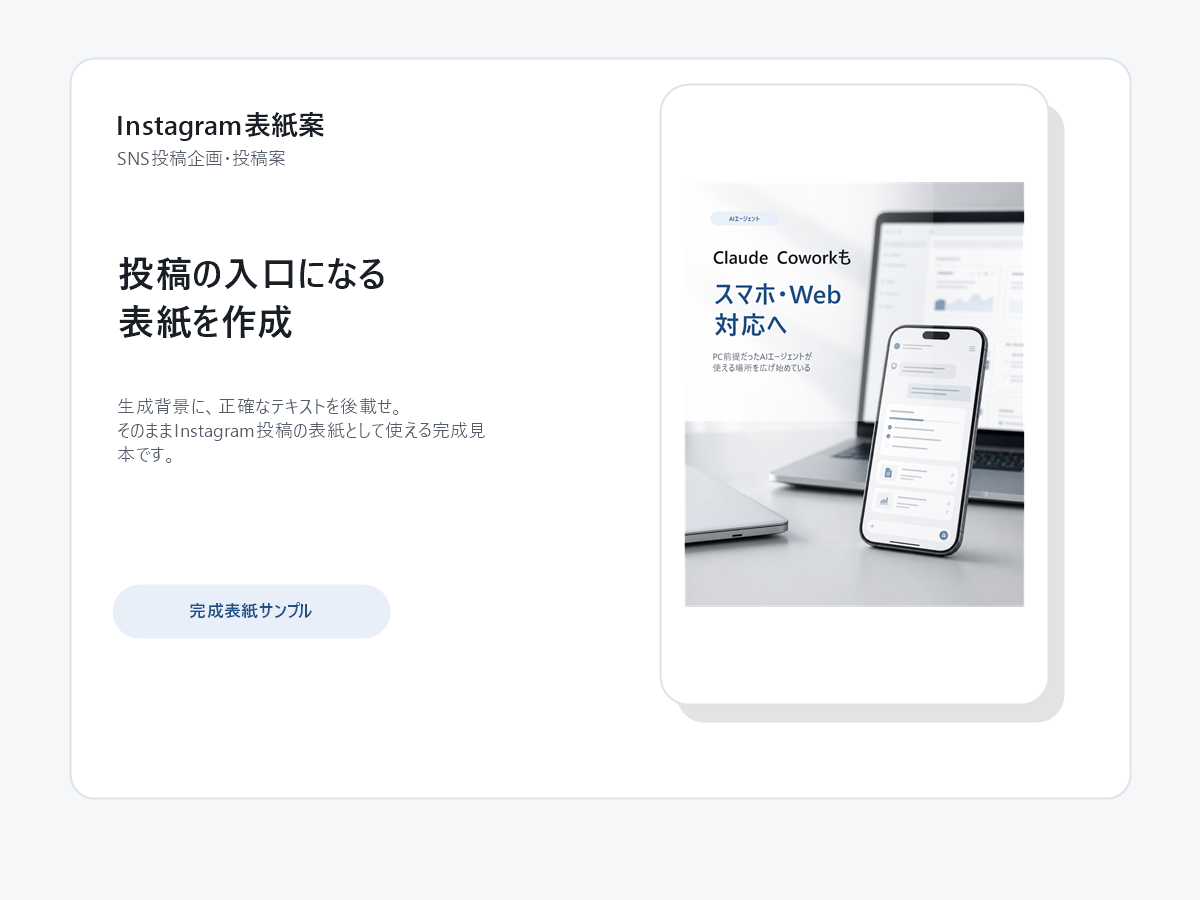 Claude CoworkのInstagram表紙案プレビュー